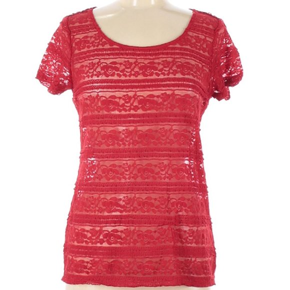 Elle Sheer Lace Ruffle Top - Picture 1 of 3